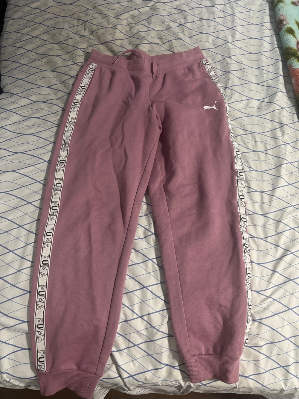 Puma Kids Mauve Logo Tape Joggers